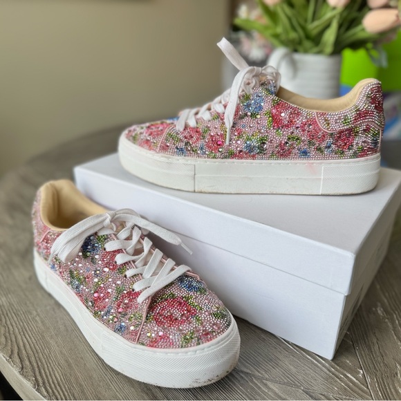 Betsy Johnson floral sequin sneaker - Picture 3 of 4